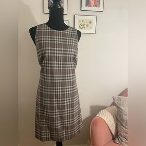 Theory Checkered Black, Grey, and Red Shift Dress